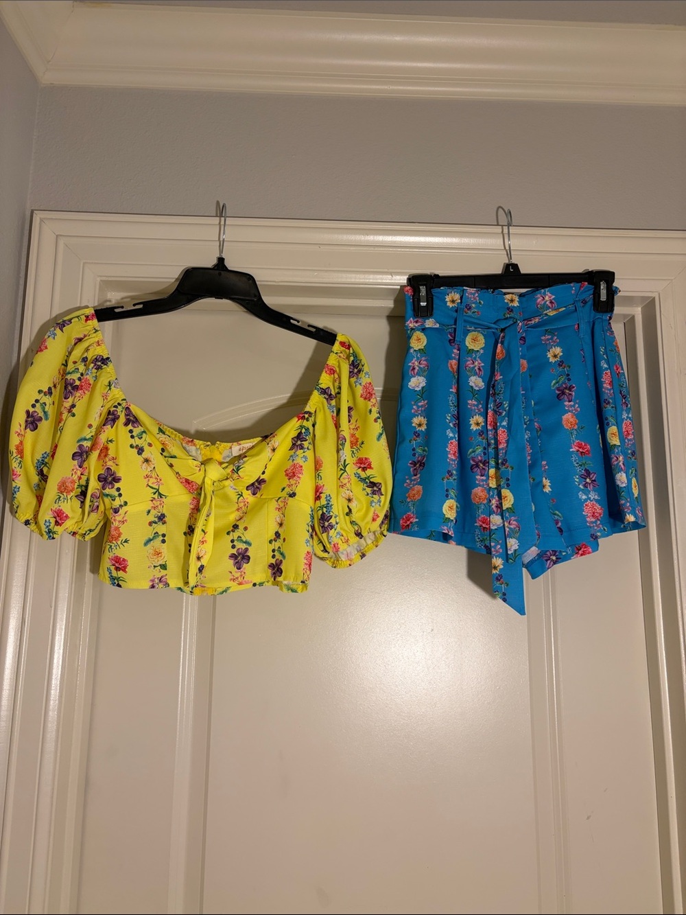Floral Tie-Front Yellow Crop Top